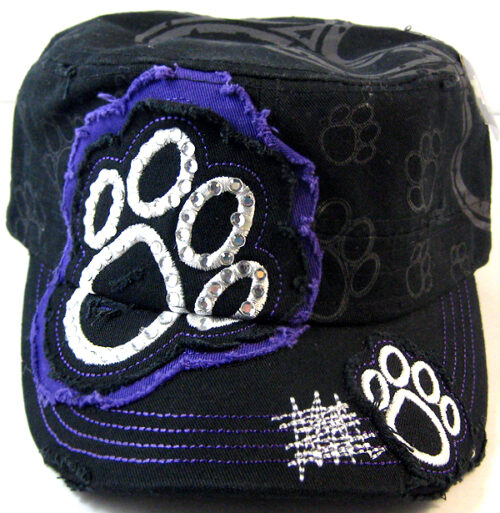 Purple black Paw Print Hat